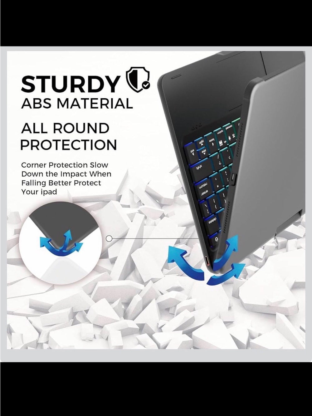 Keyboard Case for iPad 10/11th Gen - 360° Swivel, Backlit, Trackpad - New in Box - Picture 8 of 8